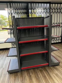 Double-Sided Gondola Starter Unit 4 Shelves Retail Gondola Shelving Wall Display Rack