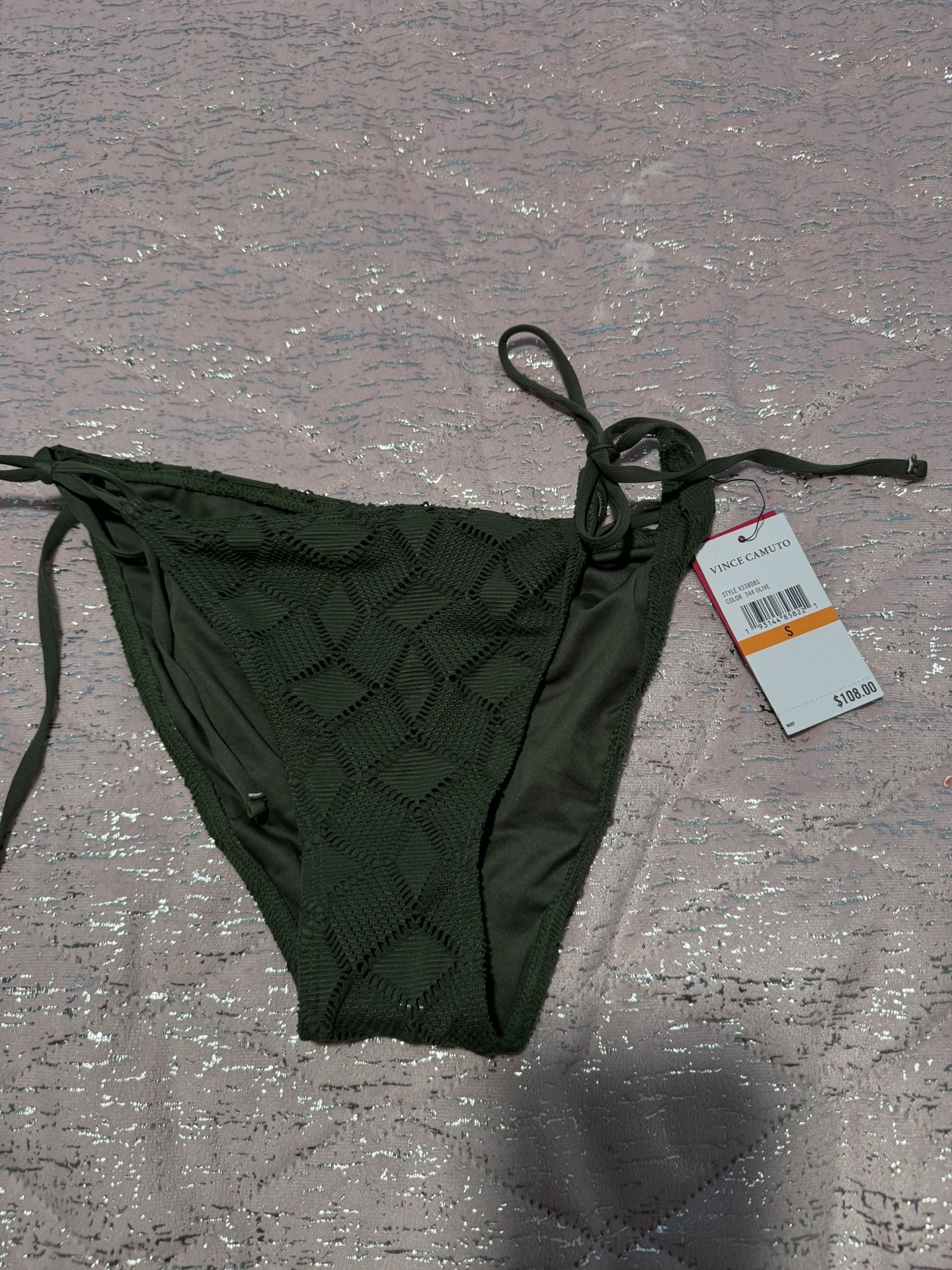 Nwt Womens Small Vince Camuto Green Crochet Bikini Bottoms Only 