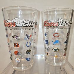Drinking Glass NFL  Teams 6" tall lots 2