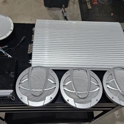 Marine Bluetooth radio, amp and speakers sound system