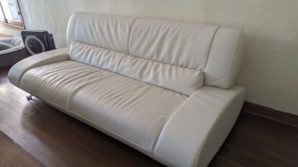 White leather sofa