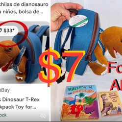 $7 For All Bundle of Brand New Dinosaur 🦖 Backpack with Tag  and Books gently use all included