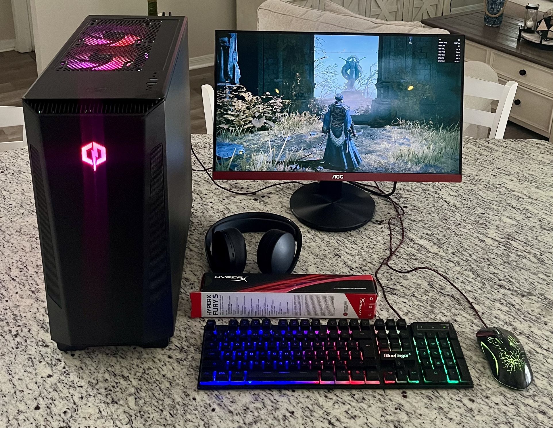 Gaming PC Setup with accessories