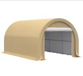 Outsunny 10' x 16' Carport, Heavy Duty Portable Garage Storage Tent with Large Zippered Door, Anti-UV PE Canopy Cover for Car, Truck, Boat, Motorcycle