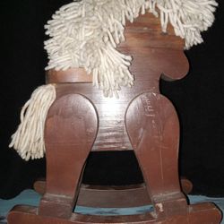 Vintage wood rocking horse for doll