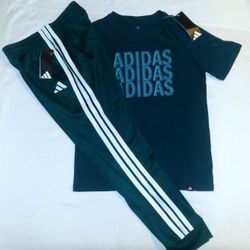 Adidas Boys Youth 2pc Warmer Bottom & Tee Set- Medium 