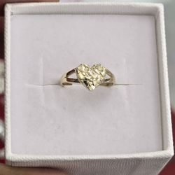 14kt Real Gold Heart Nugger Ring