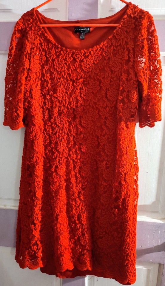Collected Apparel Elegant Red Lace Dress