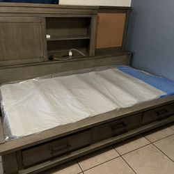 Twin Size Bed With Storage & USB Outlet Combo