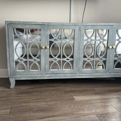 Gray Mirror Credenza. 