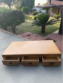 IT’S YOURS!! COME GET IT!! Rustic Wood Twin Platform Bed Base  3 Storage Drawers (Read Description)
