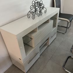 Two White Glossy Entertainment Centers-cabinets