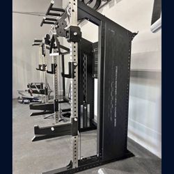 Commercial Half Rack with Functional Trainer Cable Pulley System with 200lb Weight Stacks