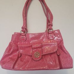 Pink Vintage Retro Alligator Pattern Purse. Lots of compartments 