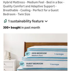 New In Box Twin Hybrid Memory Foam Mattress 