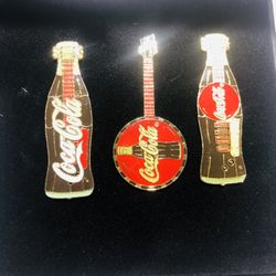 3 Vintage Coca Cola Pins 
