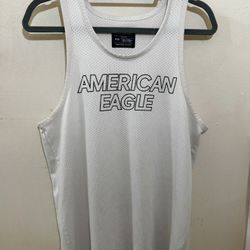 American Eagle Men’s White Sleeveless Mesh Tank Top