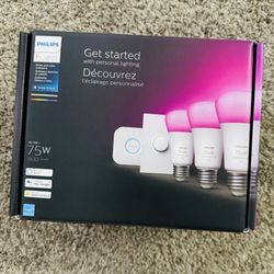 Philips Hue 75W Starter Kit (3 Bulbs, Dimmer, Bridge) - BRAND NEW