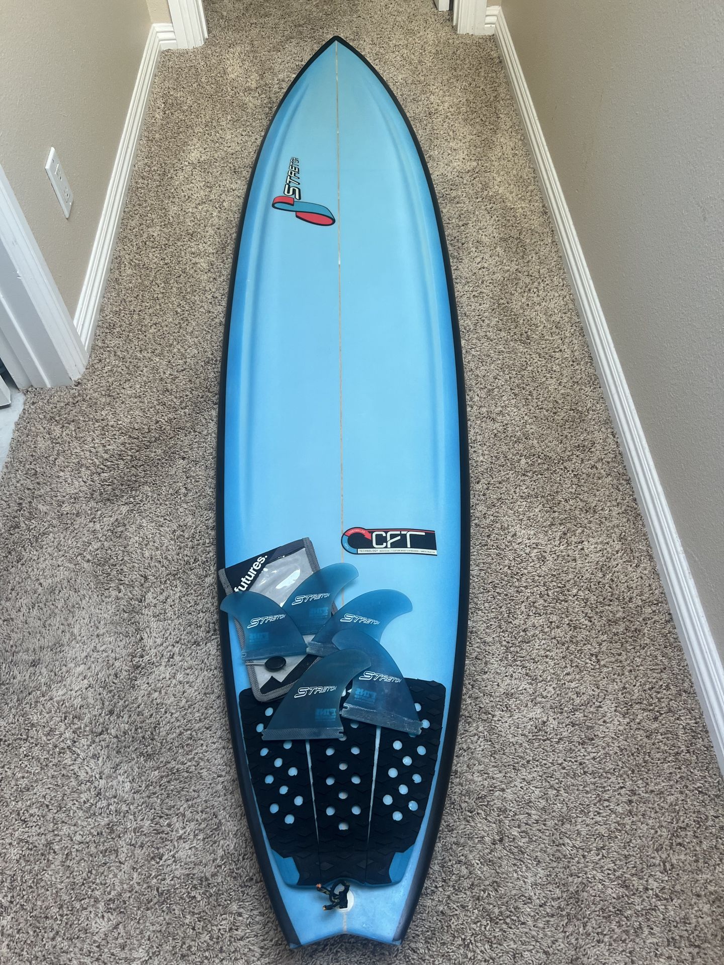 7’4 Stretch Buzz Gun // Futures Fins // 44.7L