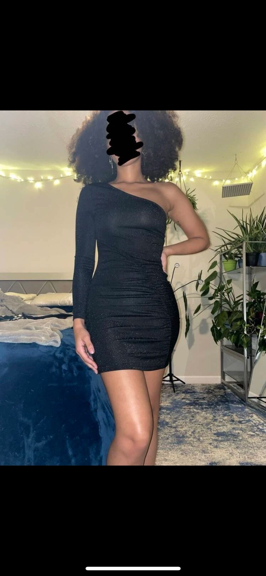 Black one shoulder homecoming dress