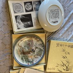 Imperial Jingdezhen Porcelain Plates  Dream Of Red Mansions By Master Artisan Zhao