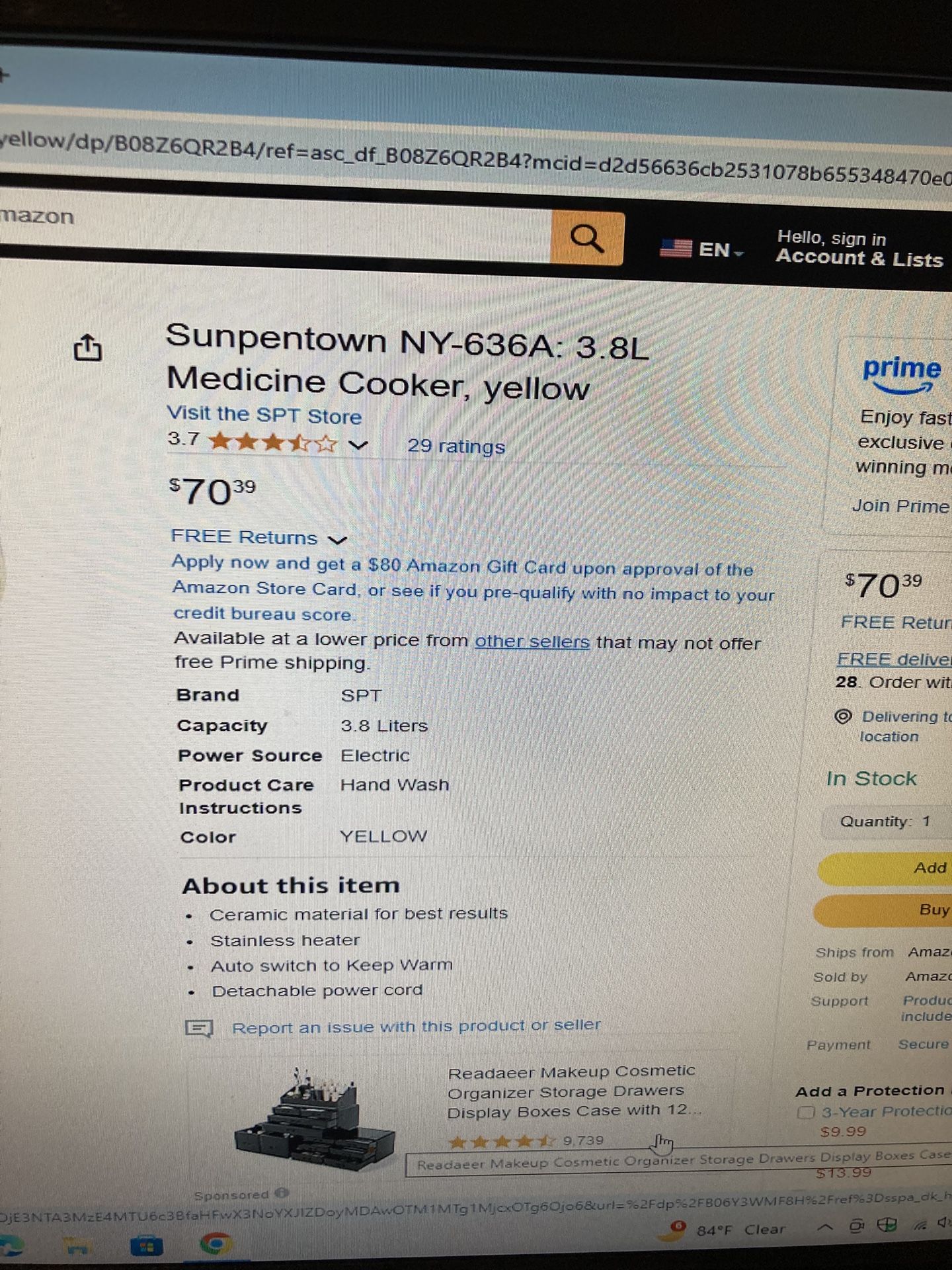 SUNPENTOWN 3.8 Liter Electric Ceramic Tea Pot Herbal Etc