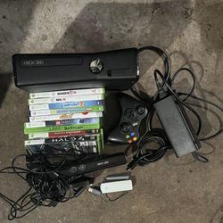 Xbox 360 With Kinnect 9 Games 