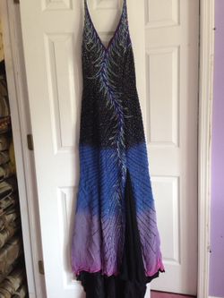 Black and blue and pink dress