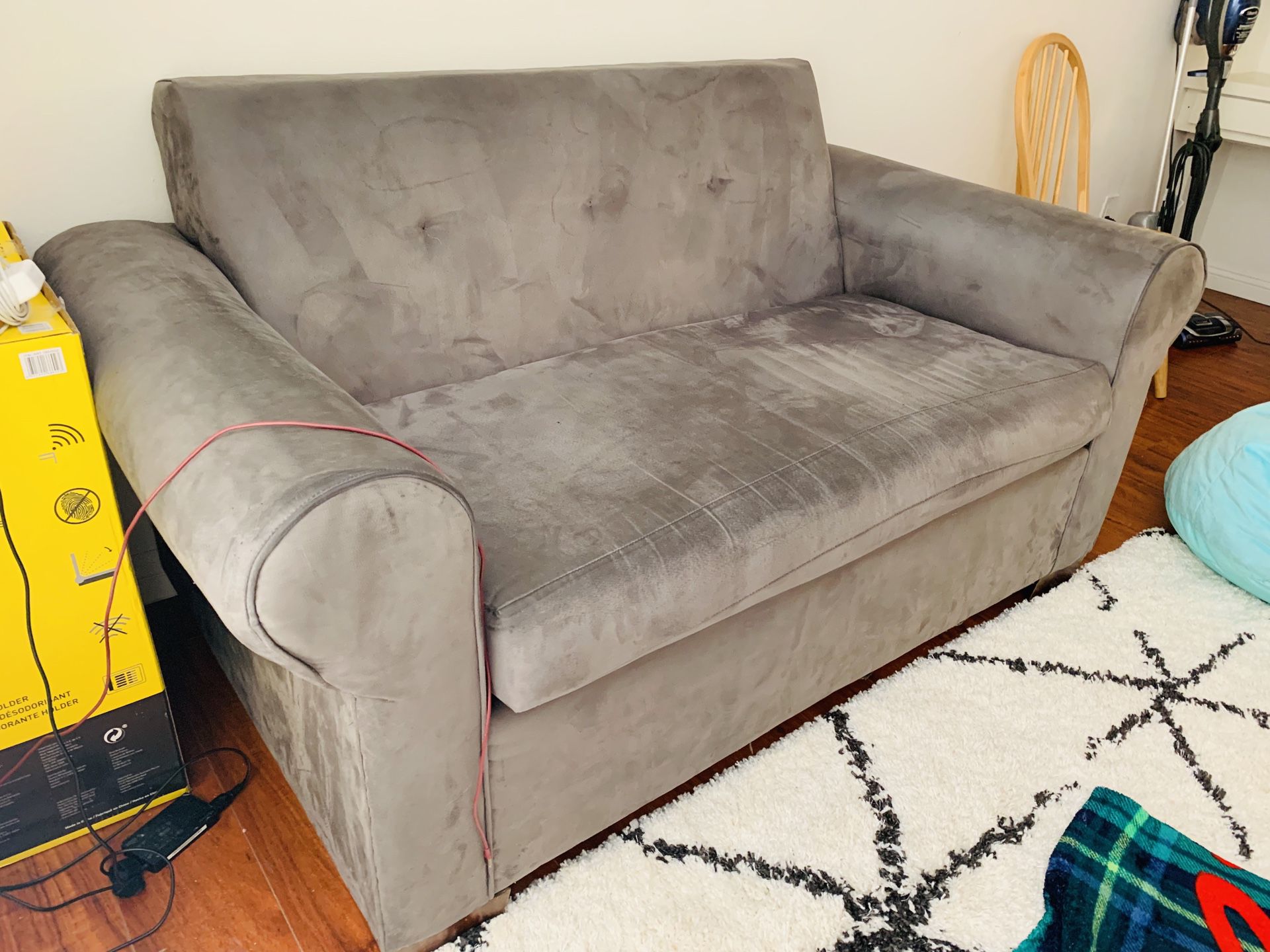 Grey suede couch