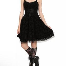 Women’s SZ Medium Disney Nightmare Before Christmas Flocked Velvet Dress Goth Co