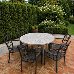 Teak Table - Expendable W/6 Chairs 