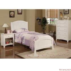 Adorable White Twin Size Complete Bedroom Set. Mattress Sold Separately 