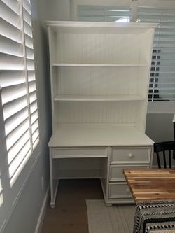 Used white desk with hutch and drawers