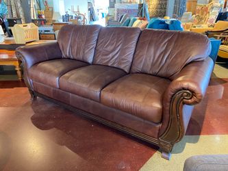 Warm Brown Wood Trim 3-Seater Sofa