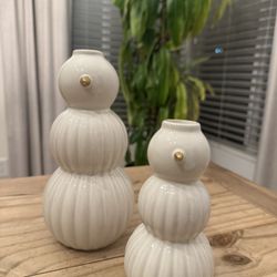 Snowman Candle Holder Set