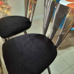 Like New! Vintage high Quality Trendler counter height bar stools with black velvet seats! New condition!