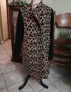 Kenneth Cole L Leopard Print Duster Cardigan