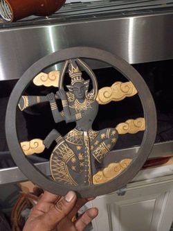 Hanging Asian Wood Panel Wall Thailand Art Decor Carved Handmade Sculpture NEW