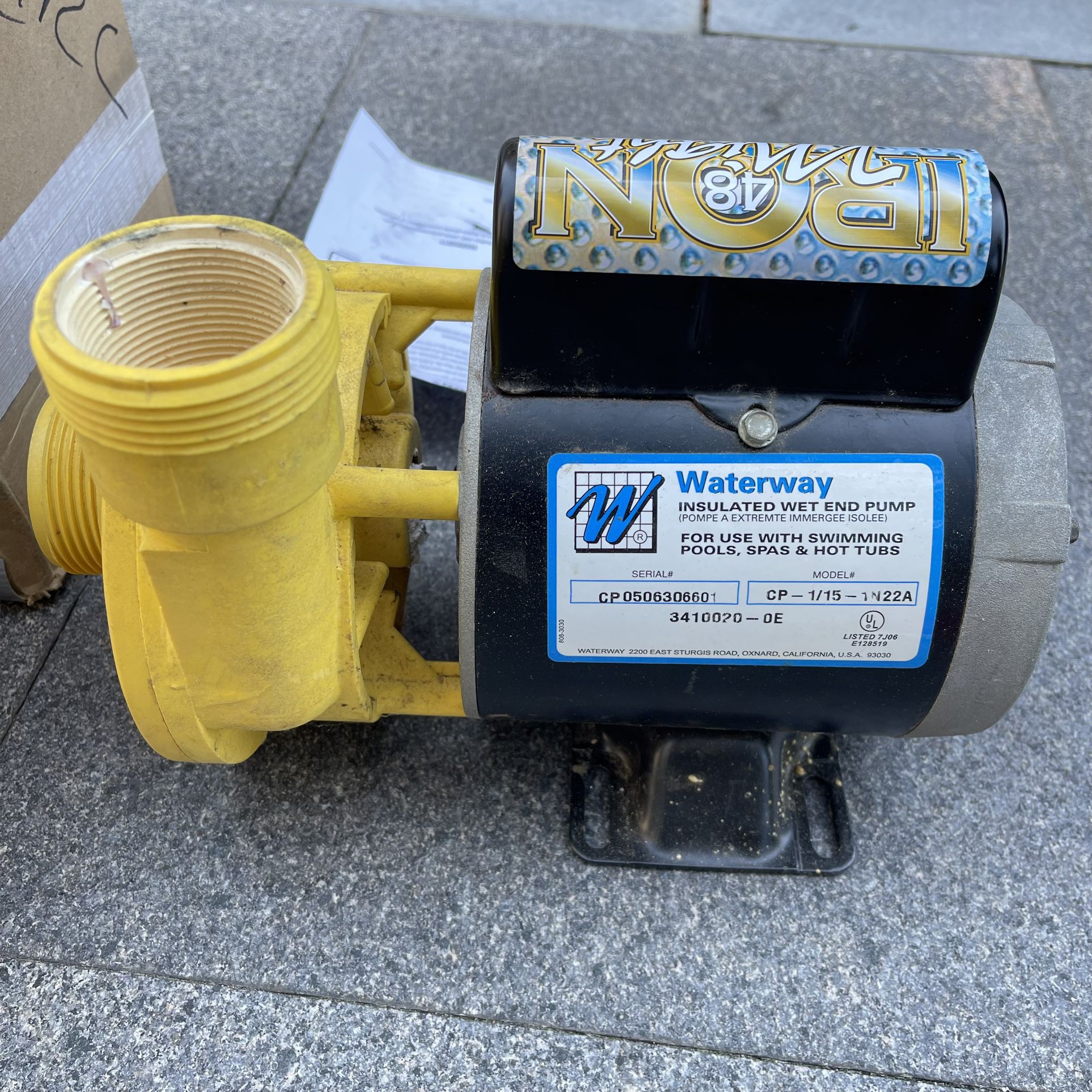 Waterway Insulated Wet End Pump (Model# CP- 1/15-1N22A)