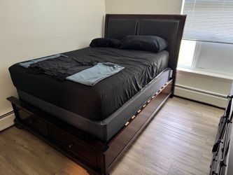Queen Bed Frame with Storage Drawers