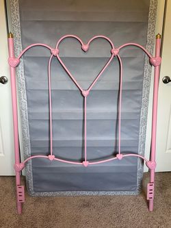 Pink Heart Twin bed - headboard, frame, box spring