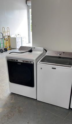 Maytag Top Load Washer + Electric Dryer Set – White, Glass Lid