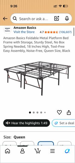 Queen Foldable Metal Bed Frame