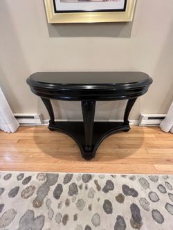 Black Art Deco Semicircle Console Table Painted Finish 45x20x29 Indoor