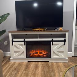 TV Stand with Electric Fireplace 