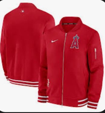 Men's Los Angeles Angels Nike Red Authentic Collection Full-Zip Bomber Jacket