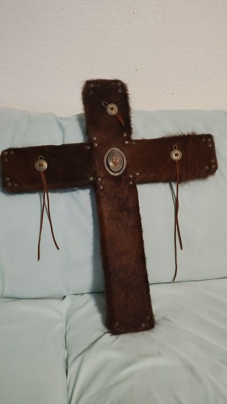 Handmade Rawhide Wooden Cross
