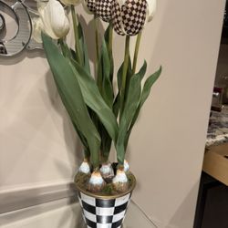 Mackenzie Childs Courtly Check Potted Tulips 