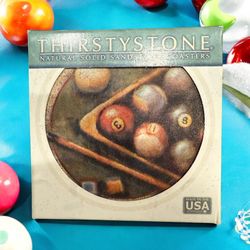 ThirstyStone Billiard Theme Natural Sandstone Coasters