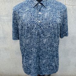 PreOwned Reyn Spooner Brrr Polo Shirt Hawaiian Print Men's Large